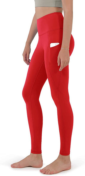 Red yoga pants with side pocket