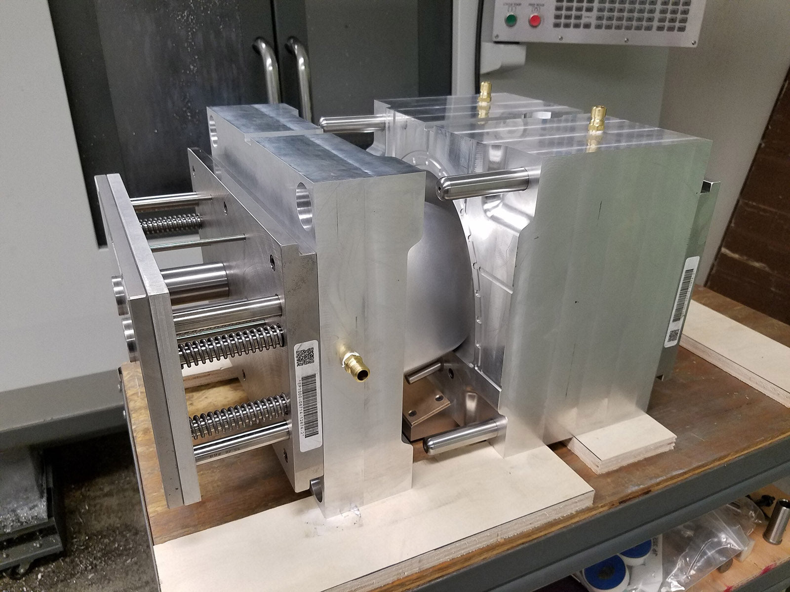 The SeadPod master mold before being placed into the injection press.