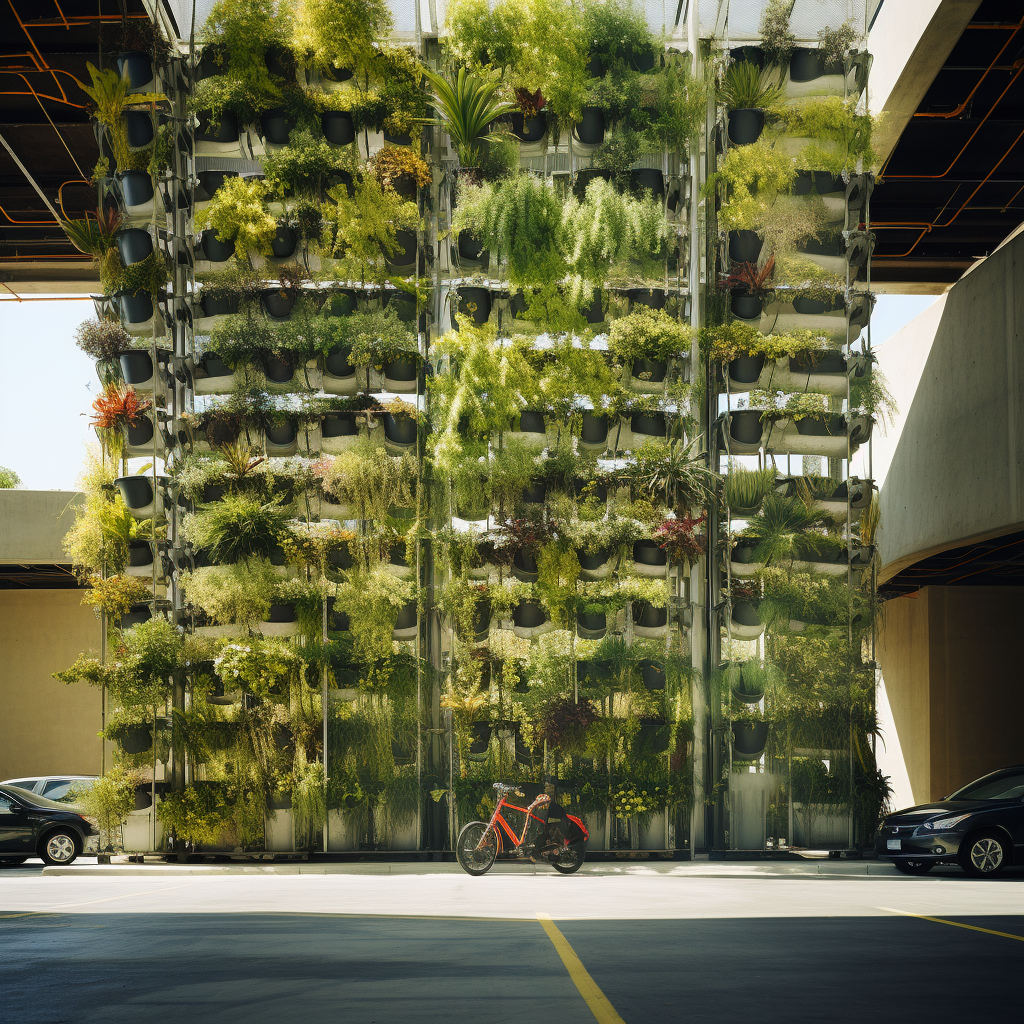 Vertical Garden in parking lot - taking advantage of every square inch for plant life! Plant Seads