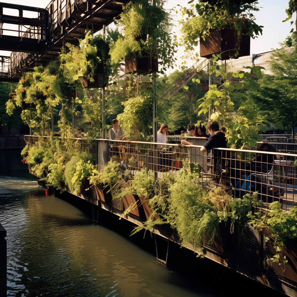 Vertical Garden over water - lots of plants and diversity - plant seads
