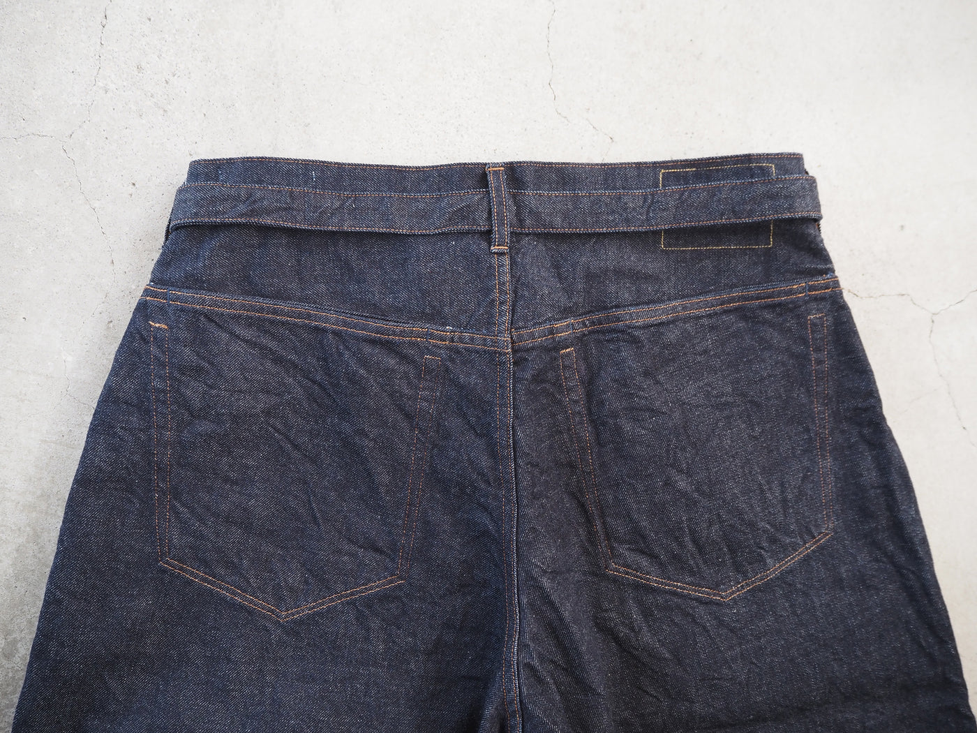 12.9oz Selvage Denim GI-belt Pants, Indigo