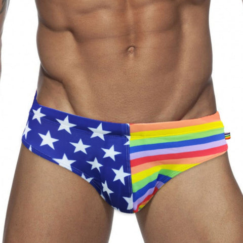Mens gay pride rainbow american flag speedo