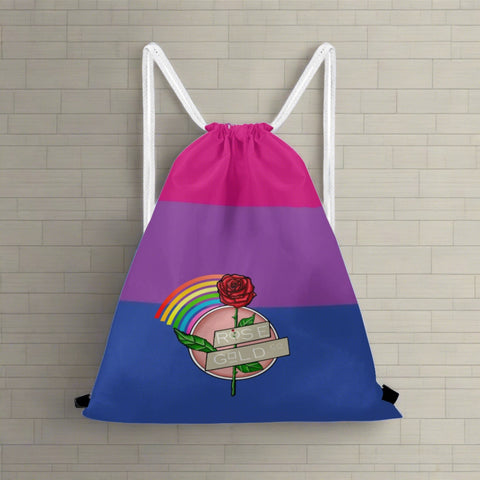 Bisexual Pride Drawstring Gym Bag Flat