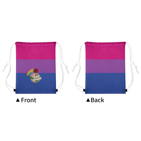 Bisexual Pride Drawstring Gym Bag Front and Back view