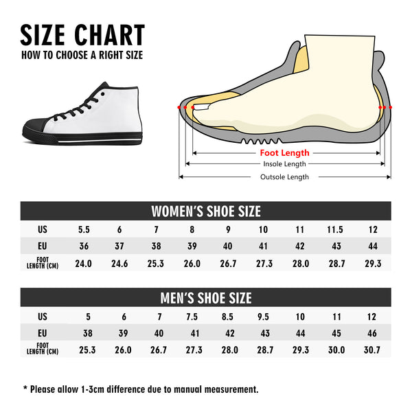 size chart for transgender pride flag shoes