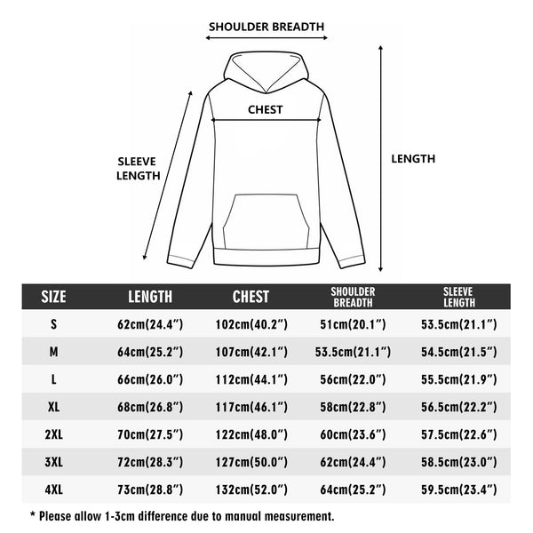 lgbt pride hoodie size chart