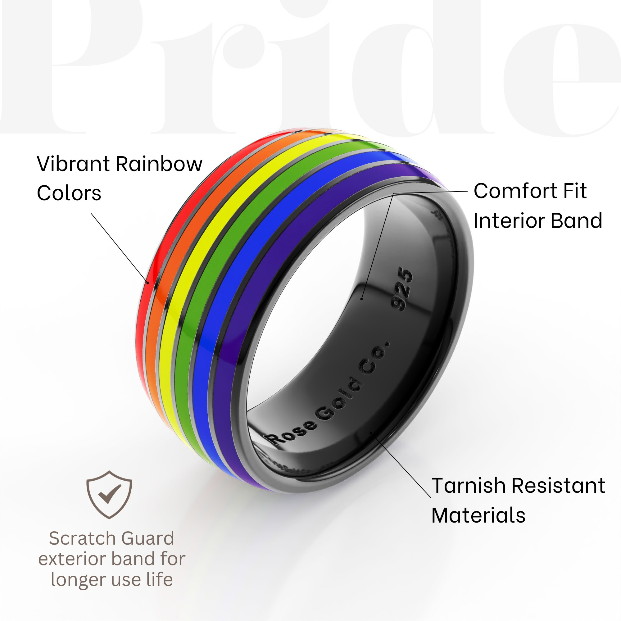 specifactions for lgbt black pride ring