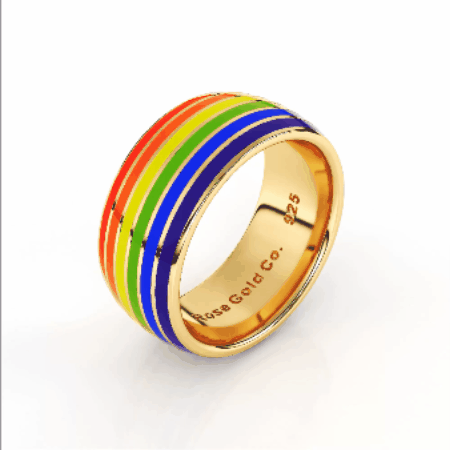 Rotating Gold LGBT Pride Ring