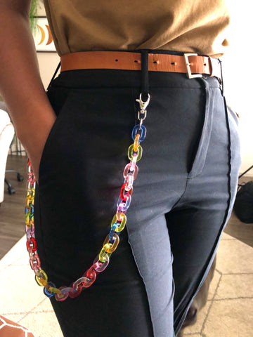 Hot Pastel Candy Rainbow Pants Chain – Rose Gold Co. Shop