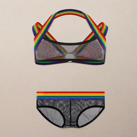 mesh rainbow pride gay mens body suit
