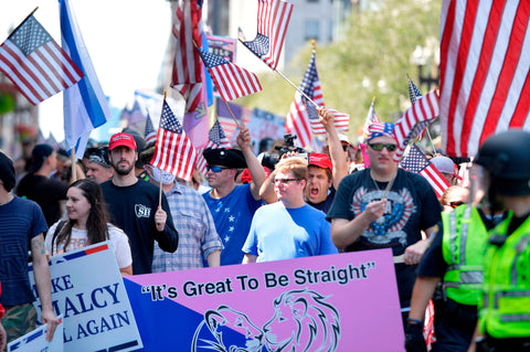 Straight pride parade 2019 american flags and maga hats