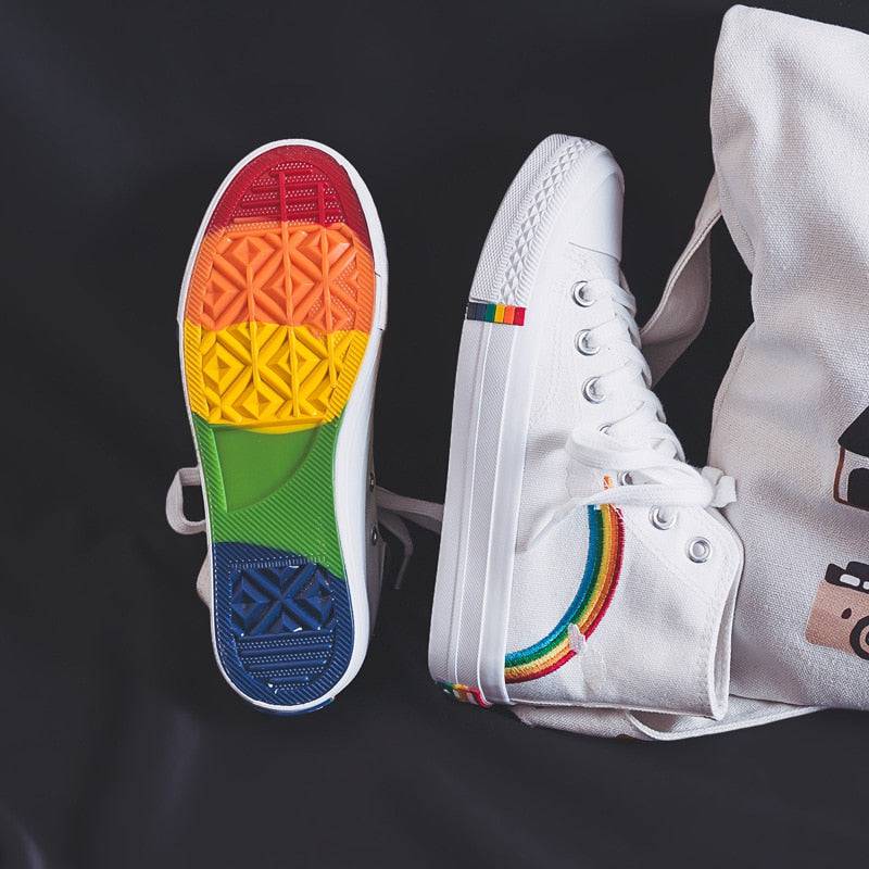 Shop LGBT | Gay Pride Rainbow Bottom High Top Sneakers – Rose Gold Co. Shop