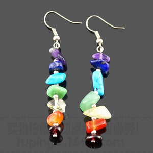 
            
                Load image into Gallery viewer, Rainbow Stone Earrings 7 Chakra Drop Earrings
            
        