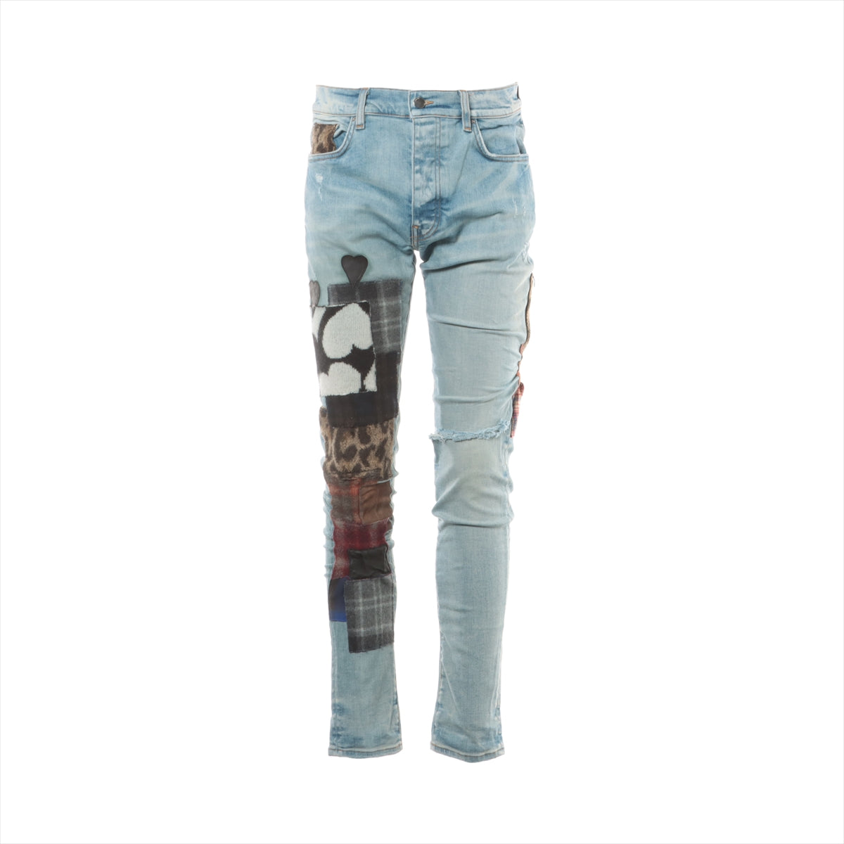 AMIRI Cotton & Polyurethane Denim pants 32 Men's Blue logo patch