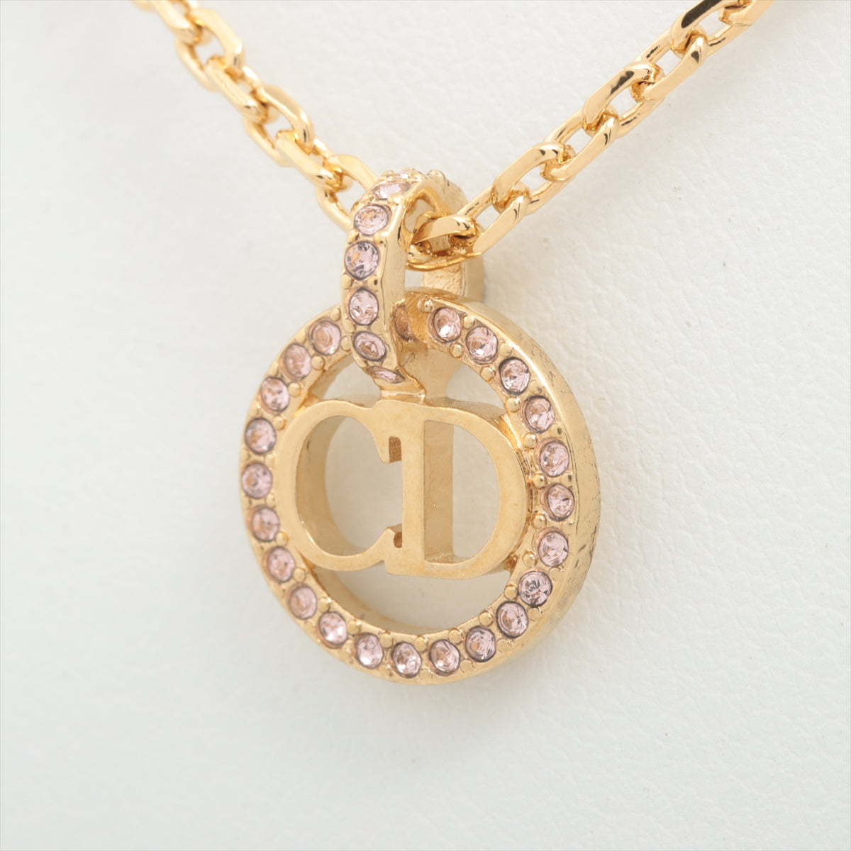 CHRISTIAN DIOR CD Necklace Gold Charm Women's GP Plated Accessories ac