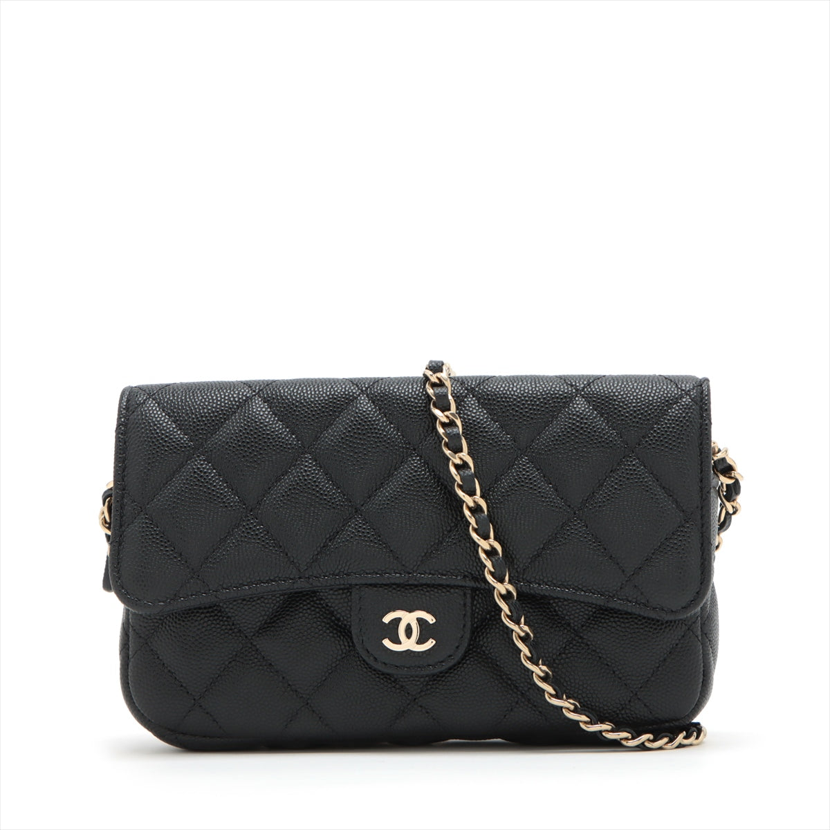 Chanel Matelasse Caviarskin Chain wallet Black Silver Metal