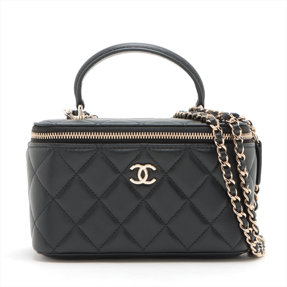 Chanel Matelasse Lambskin 2way shoulder bag Vanity Black Silver