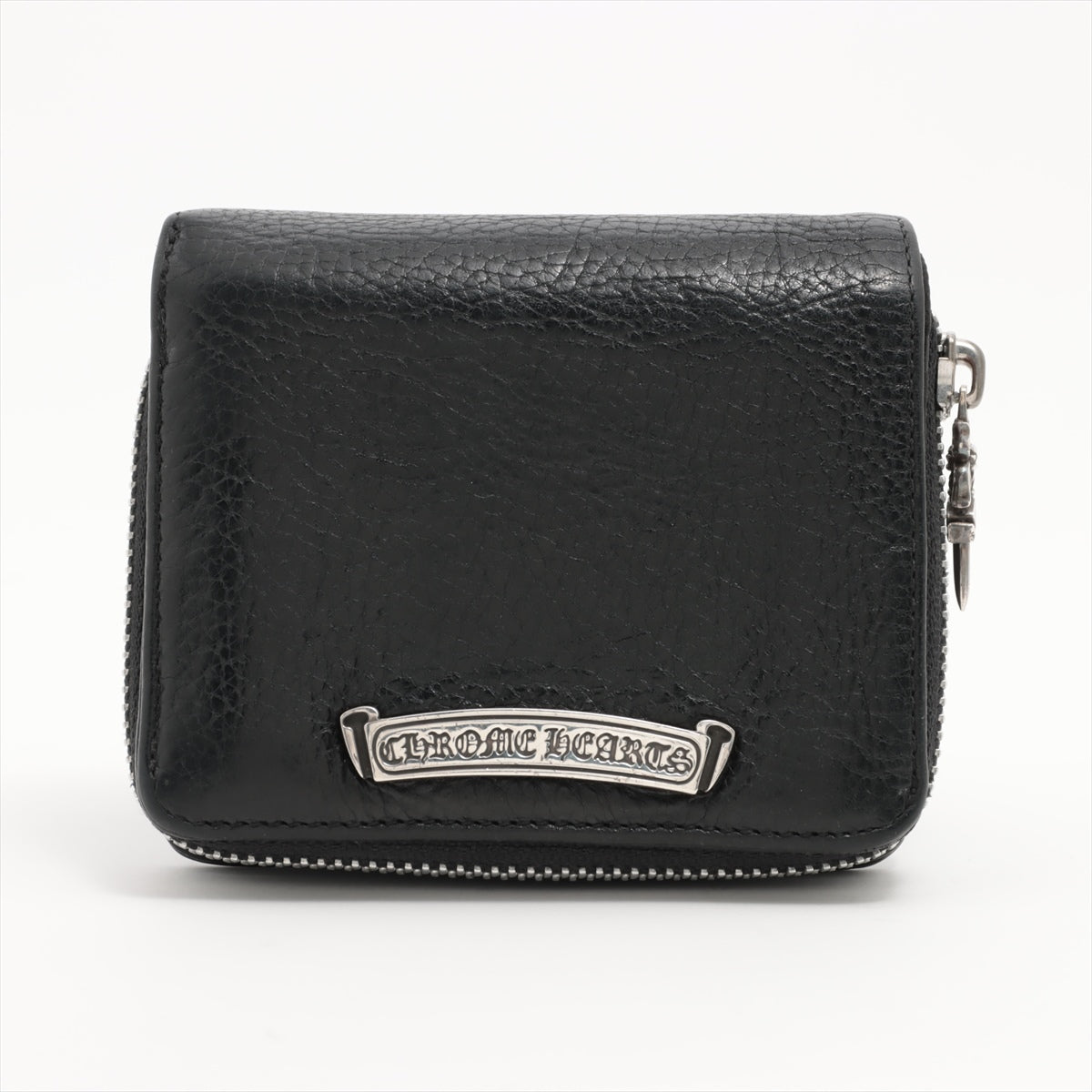 Chrome Hearts Square Zip Bill Wallet Leather & 925 Black × Silver