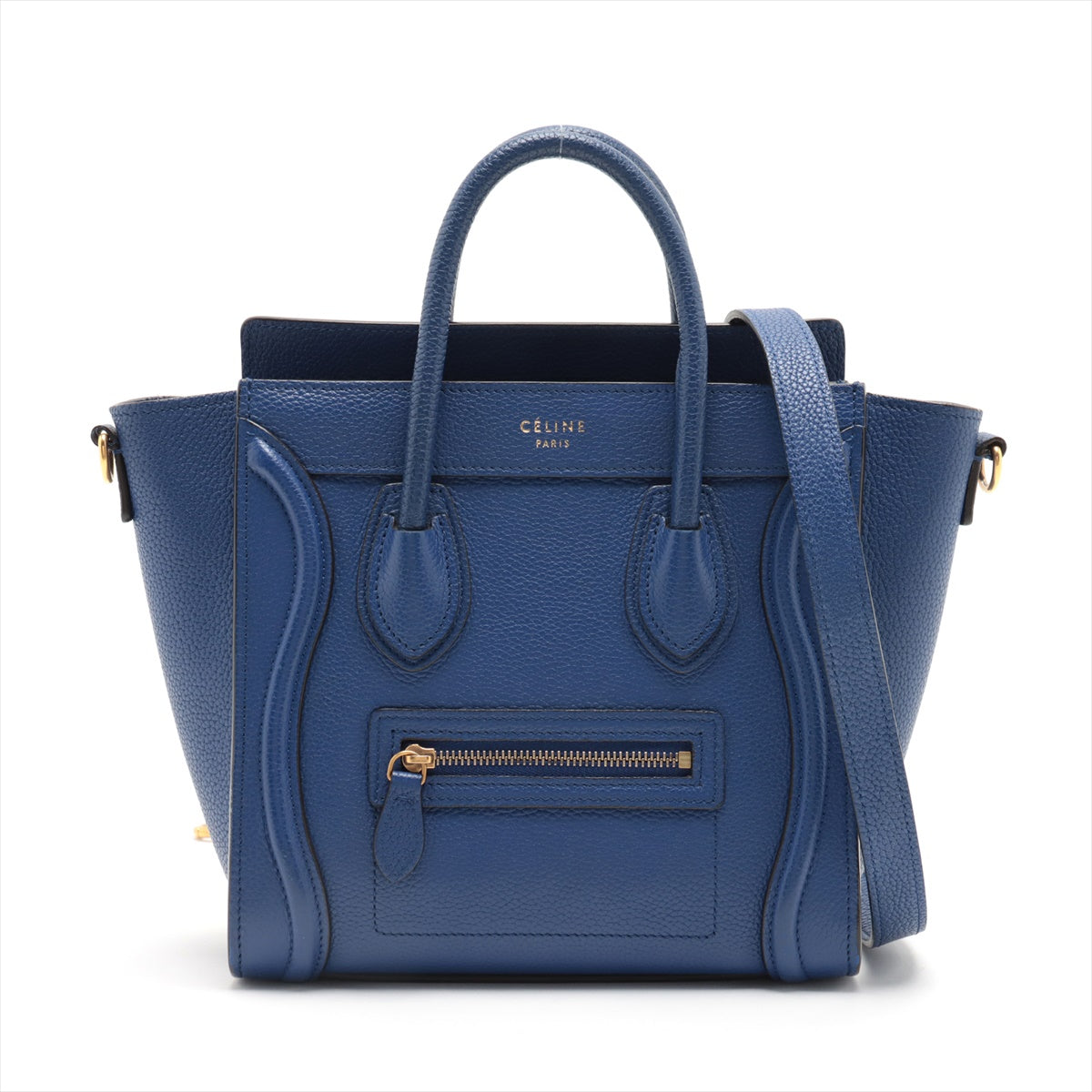 CELINE Luggage Nano shopper Leather 2way handbag Blue ap046633