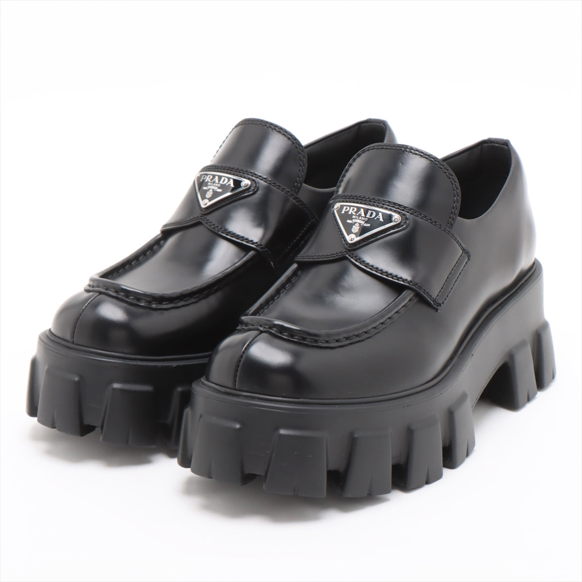 Prada Patent leather Loafer 36 Ladies' Black Triangle logo