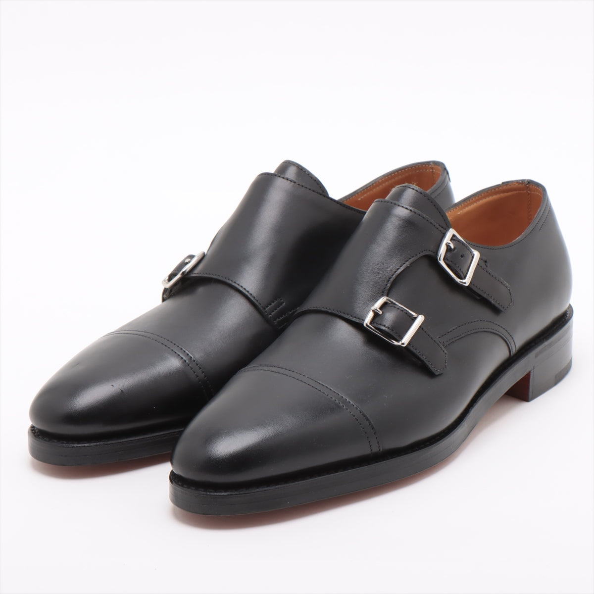 John Lobb Leather Dress shoes 6E Men's Black william Double monk