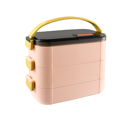 Lunch Box Isotherme Inox Jaune couvercle transparent 2 étages