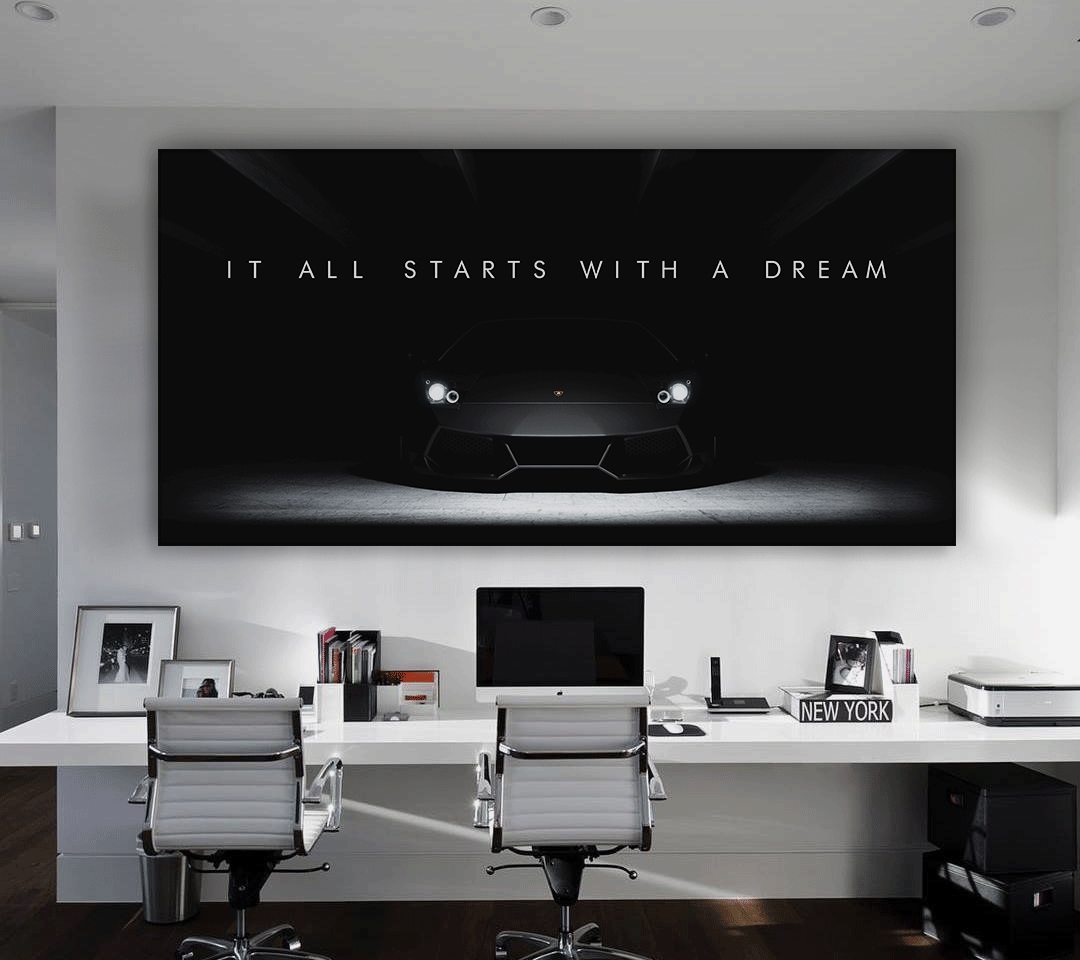 Lamborghini Motivation Wall Art Canvas Print Office Decor Lambo Dreams –  Success Hunters Prints