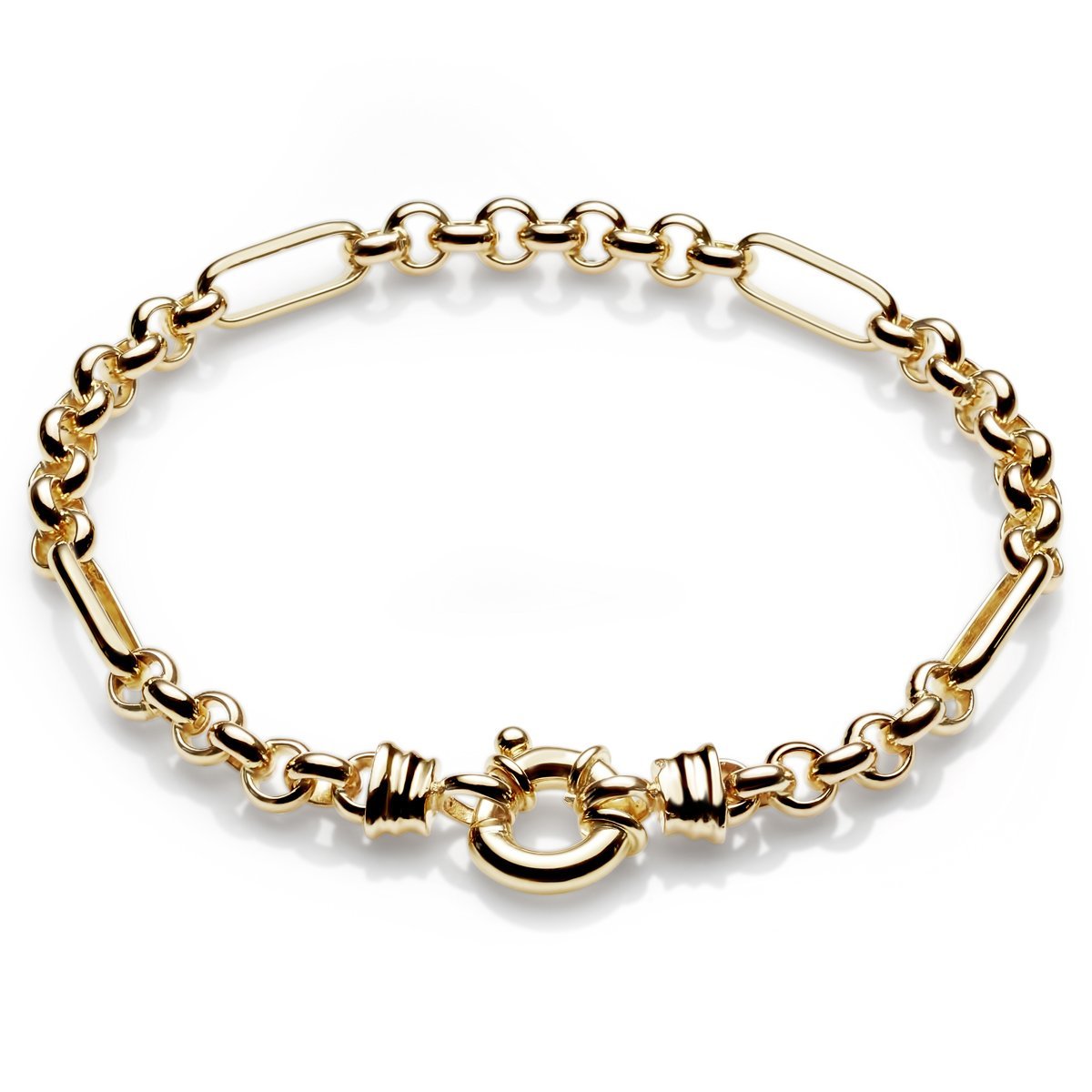 CARISSIMA Gold Women's 9ct Yellow Gold Textured Belcher Bracelet of  19cm/7.5