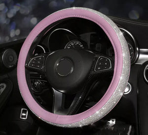Diamond Pink With Silver Steering Wheel Cover - LAROADRAGE