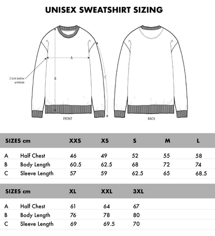 Unisex Sweatshirt Sizing