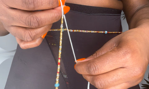 step three: how to tie waist beads