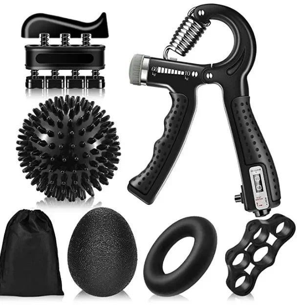 Gym Fitness Adjustable Count Hand Grip Set Finger Forearm Strength Muscle Recovery Gripper Exerciser Trainer Ball Decompression