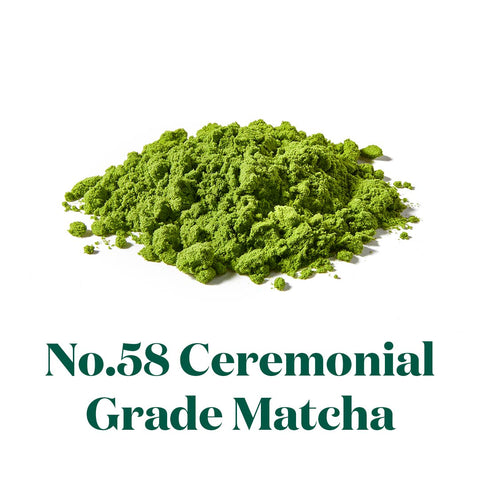 Vibrant Green Loose Tea Powder Above Green Text