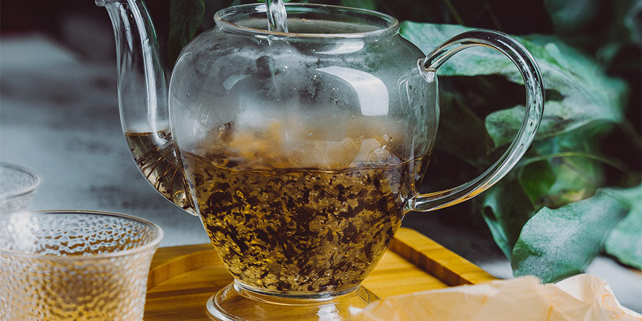 Loose Leaf Pu Erh Tea in Classic glass teapot