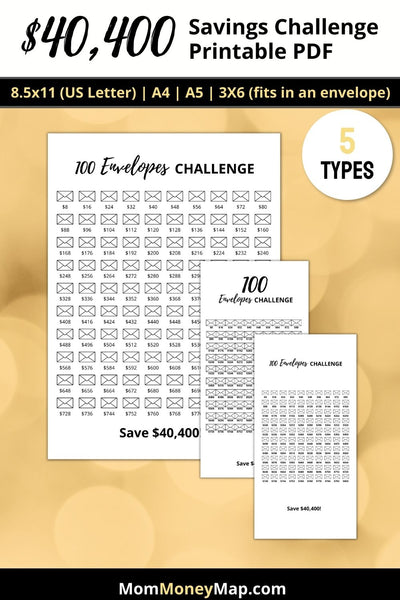 20K 52 Week Saving Challenge Printable, 20000 in 1 Year, House