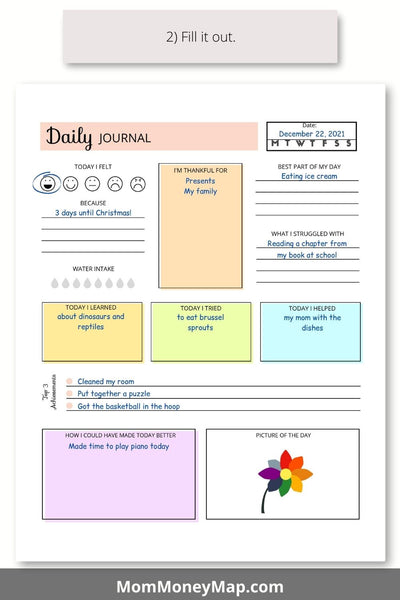 Kids Journal Pages Printable PDF – Mom Money Map