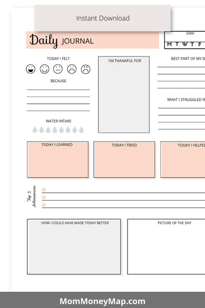 Kids Journal Pages Printable PDF – Mom Money Map