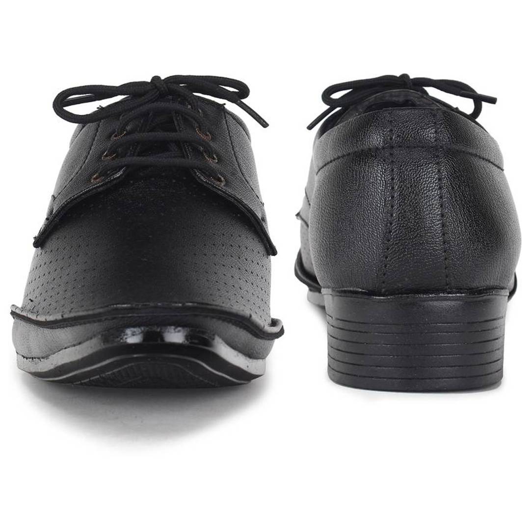 Black Lace Up Synthetic Leather Formal Shoes For Men