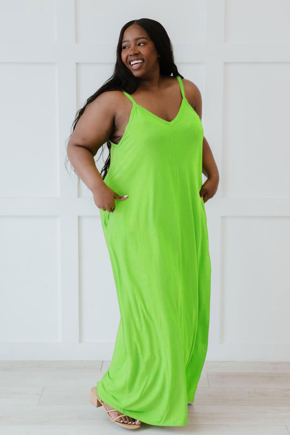 Zenana Beach Vibes Full Size Cami Maxi Dress in Green freeshipping - Southern Throne Boutique