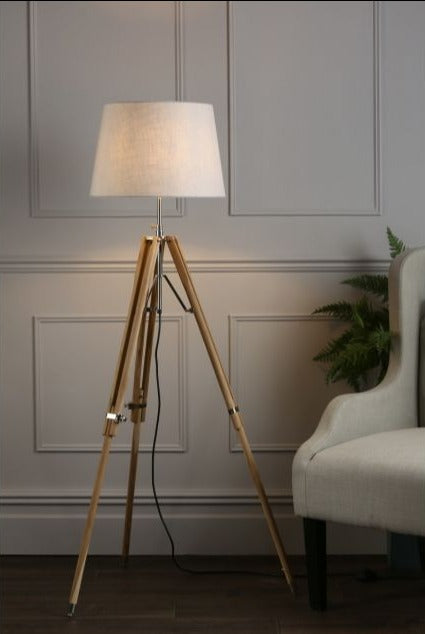 alfred tripod floor lamp natural wood