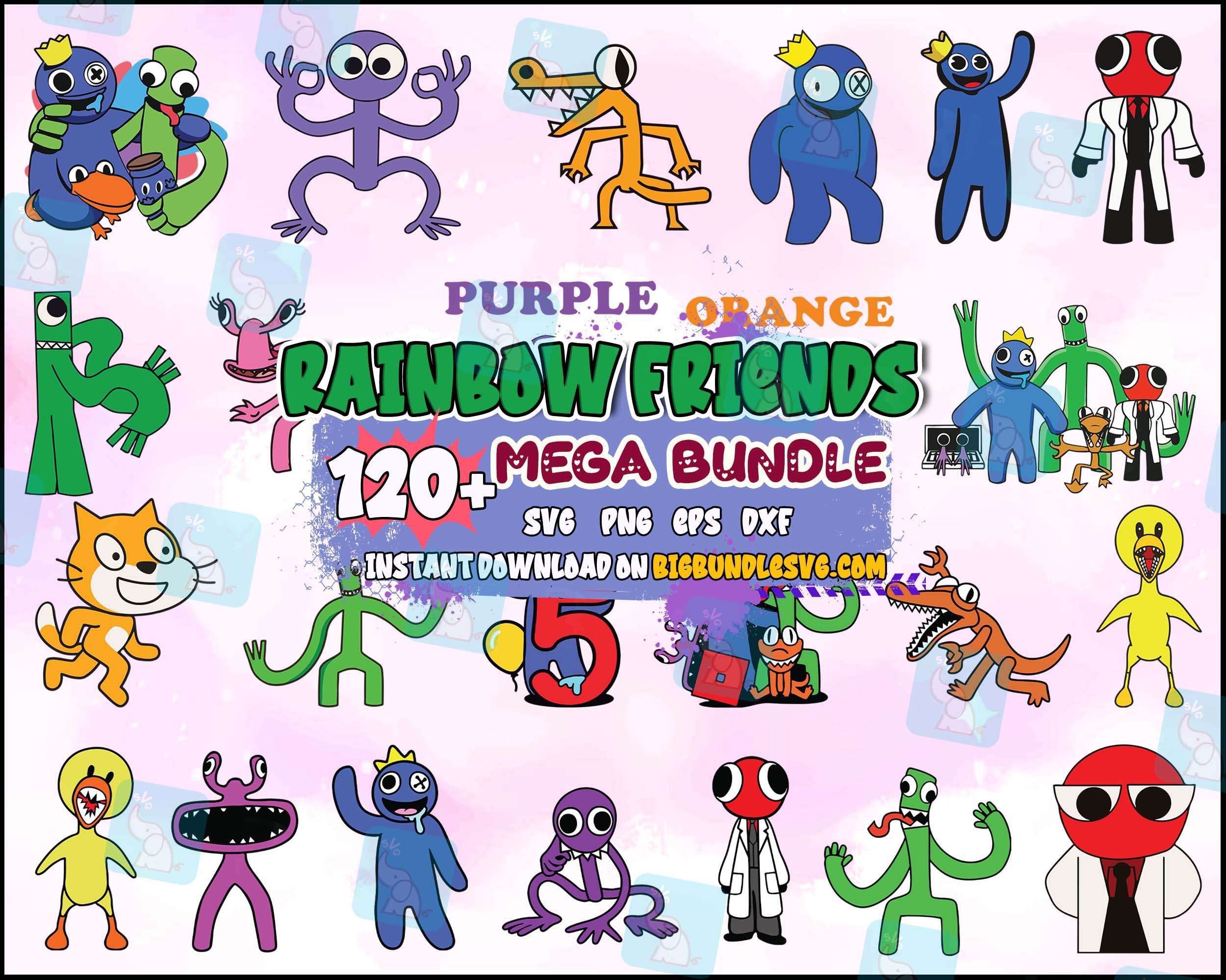 30+ rainbow friends Clipart PNG bundle, Blue PNG Bundle – Gigabundlesvg