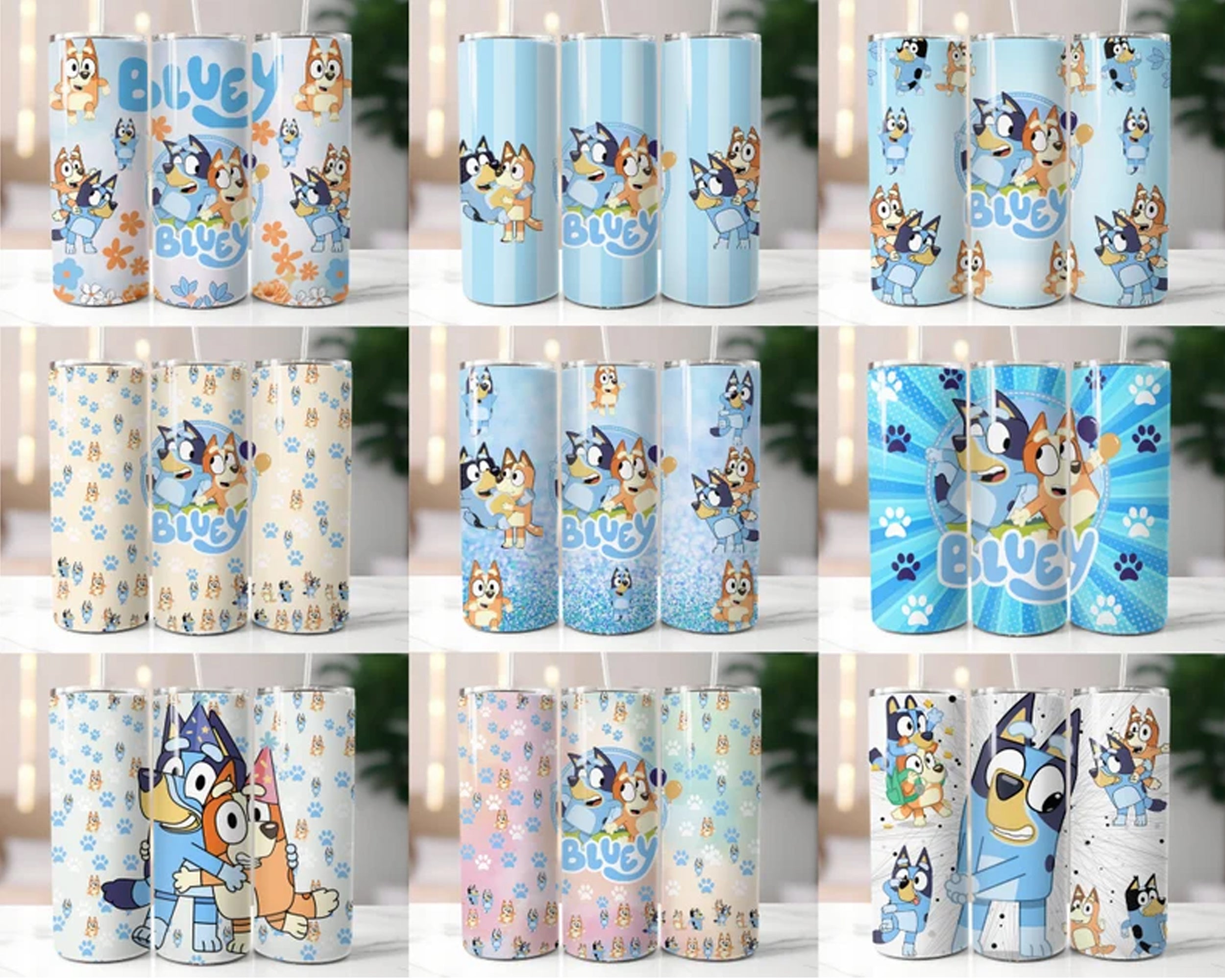 20+ Blue Dog Tumbler Wrap Bundle, 20Oz Cup Designs, Instant download