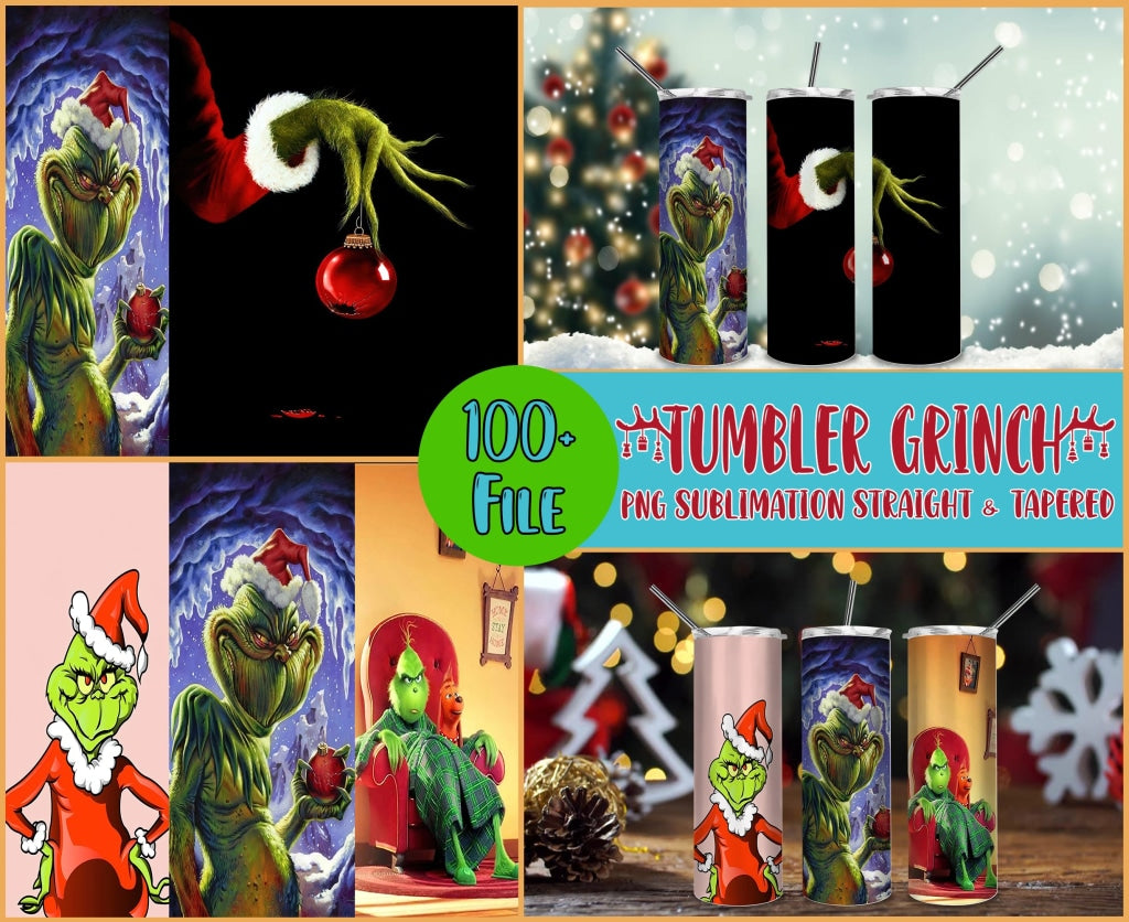 The Grinch Christmas Collage Skinny Stainless Steel Tumbler 20, 25 or – The  Leveret Loft