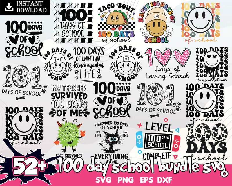 52+ 100 Days of School quotes svg, Happy 100 Days of School Svg, Back