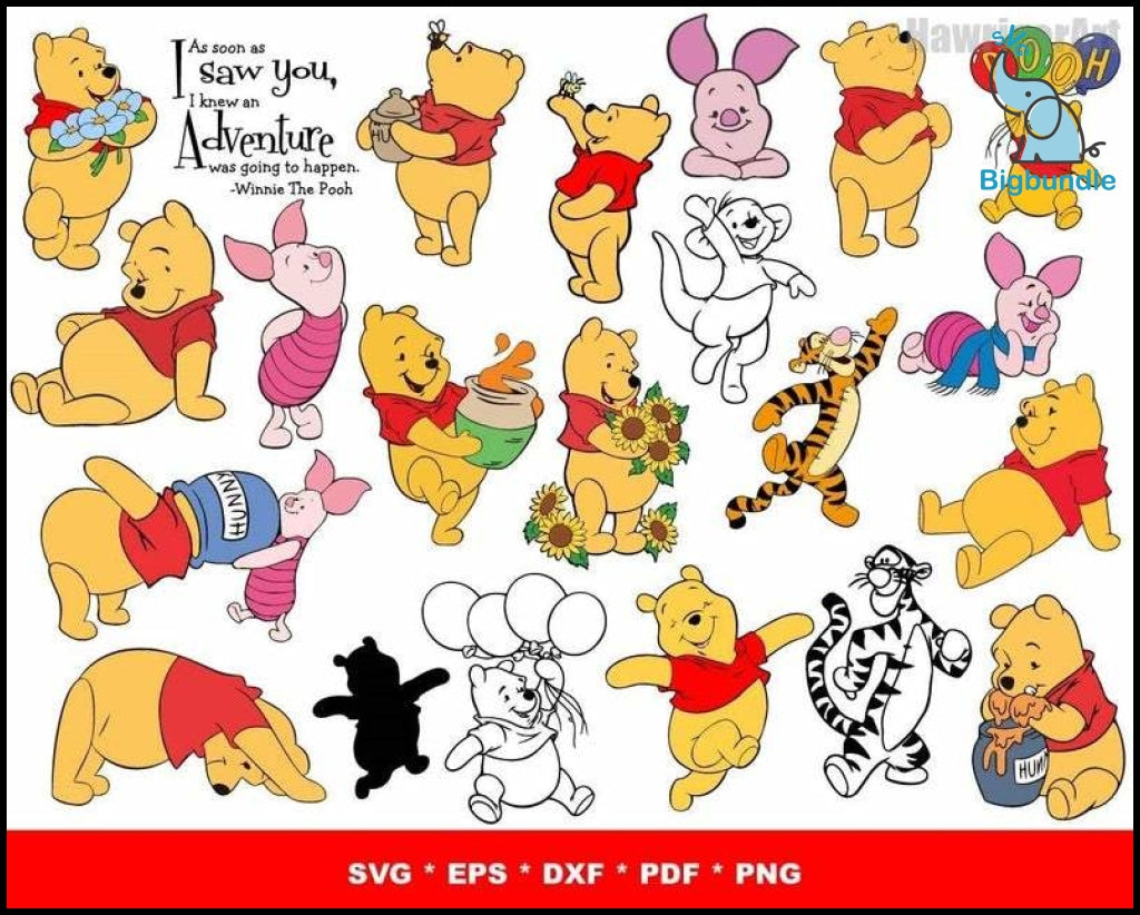 Cute Baby Winnie the Pooh and Eeyore Clipart PNG Files DIGITAL DOWNLOAD  Commercial Use Printable -  Denmark