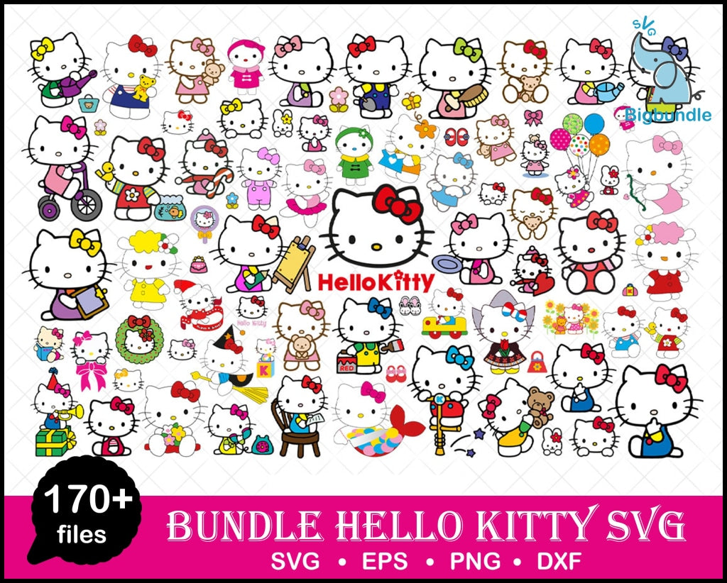 170+ Hello Kitty Bundle svg, Hello kitty svg, eps, png, dxf - Big bundlesvg