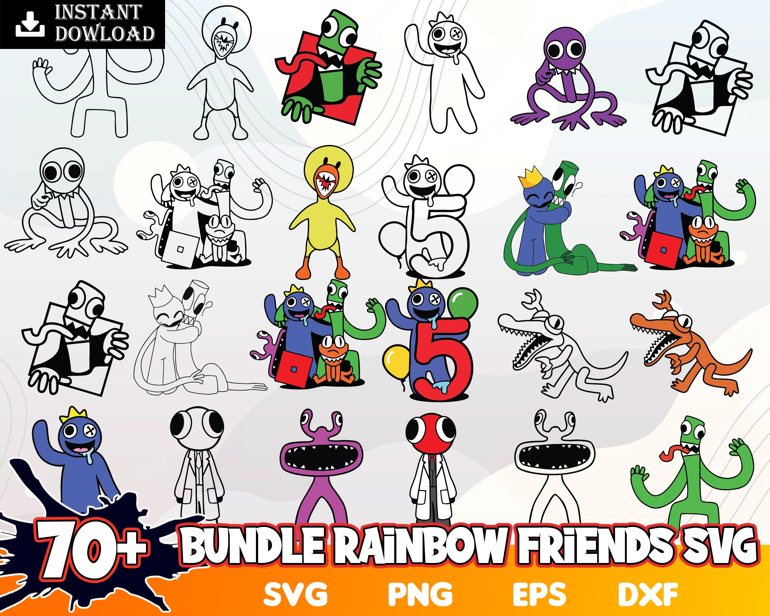 Green Rainbow Friends Outline Svg, Blue From Rainbow Friends Svg, Rainbow  Friends Svg, Png Dxf Eps, Instant Download