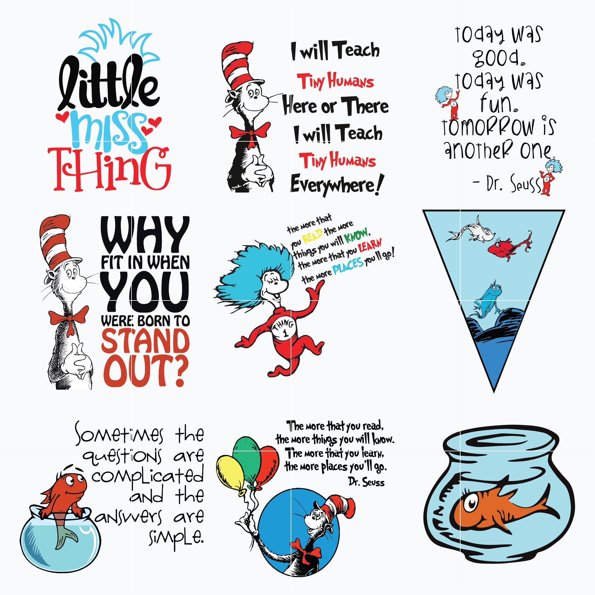 Dr seuss bundle svg, dr seuss svg, dr seuss quotes svg, png, dxf, eps