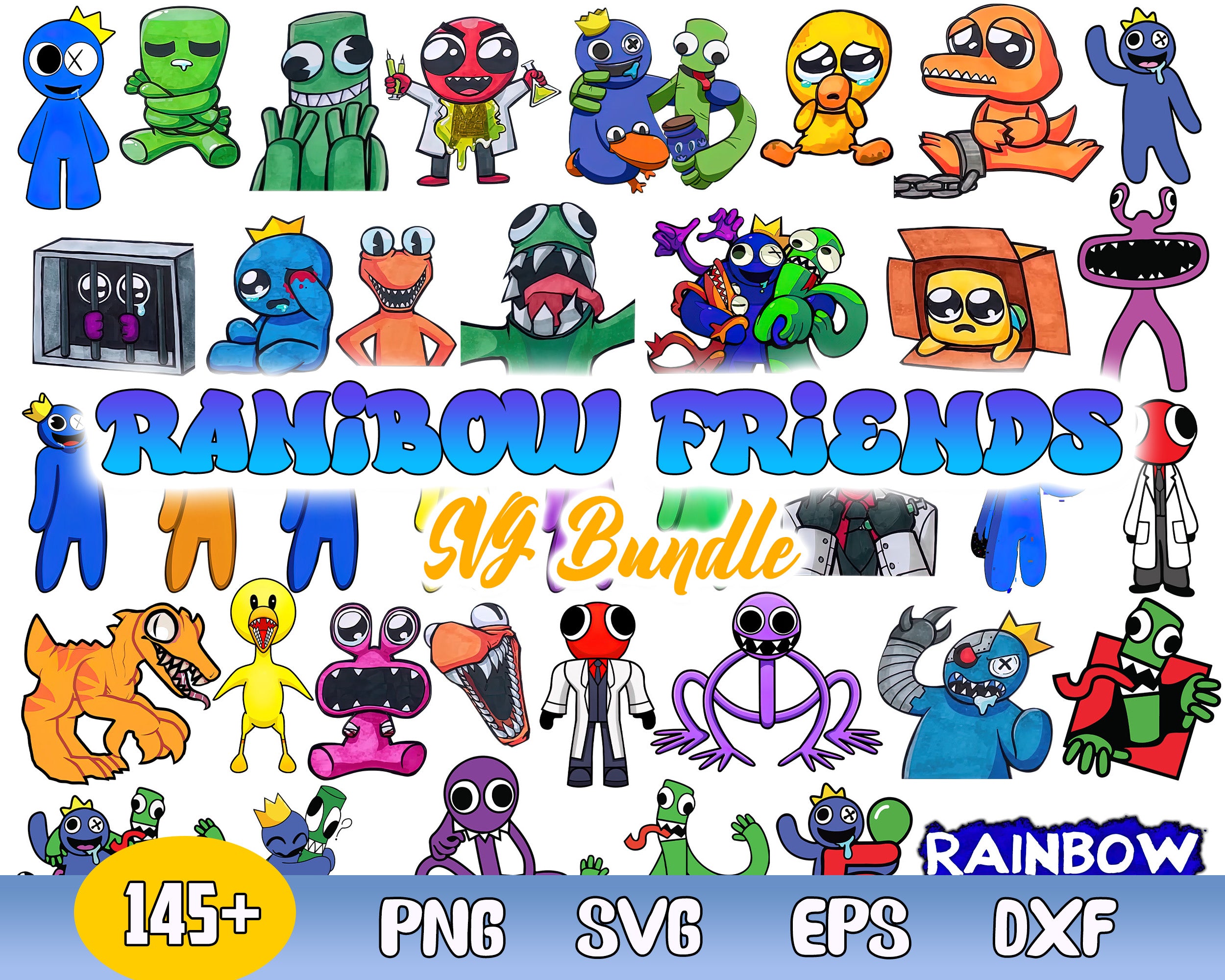 Rainbow Friends PNG Bundles, Gamer Rainbow Friends Design, Rainbow Family  Character Png, Rainbow Birthday-Download File