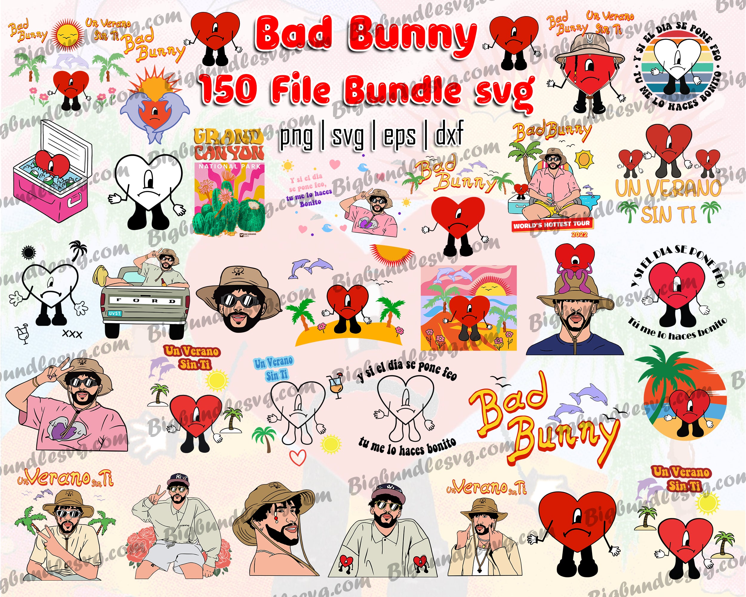 Bad Bunny Heart Bitchota SVG Best Graphic Designs Cutting Files